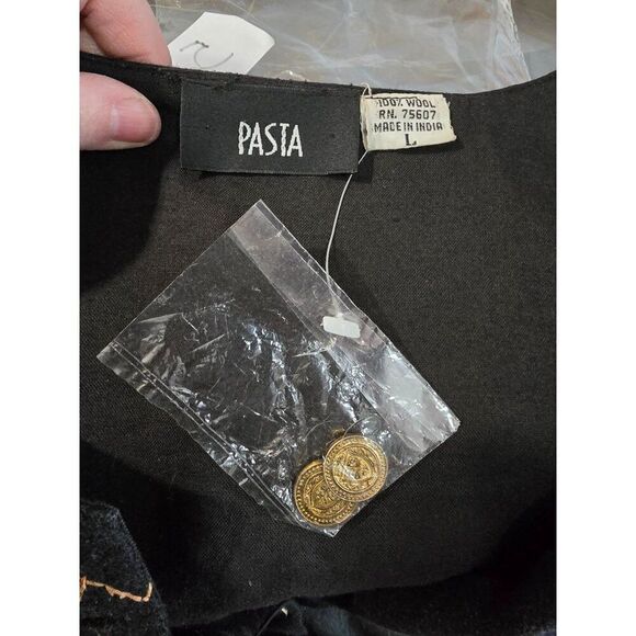 Vintage Wool Floral Embroidered Vest  Colorful Patchwork Design & Gold Buttons - Picture 8 of 10